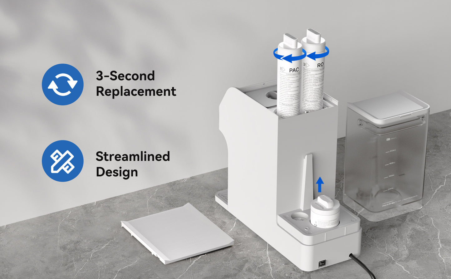 Waken Electric C11 3-Piece Replacement Filter Set with 1 PAC Filter, 1 RO Filter, and 1 CF Filter
