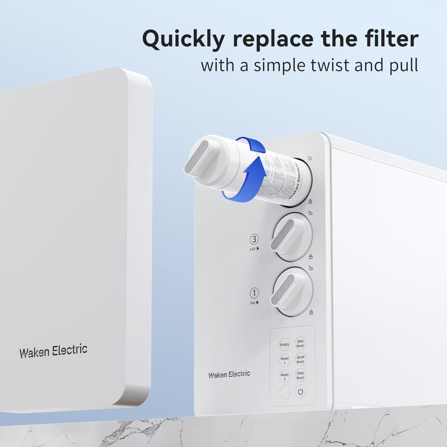 Waken Electric U11X Reverse Osmosis Water Filtration System Undersink,7-Stage Alkaline RO Filtration with Smart Features, 2:1 Pure to Drain